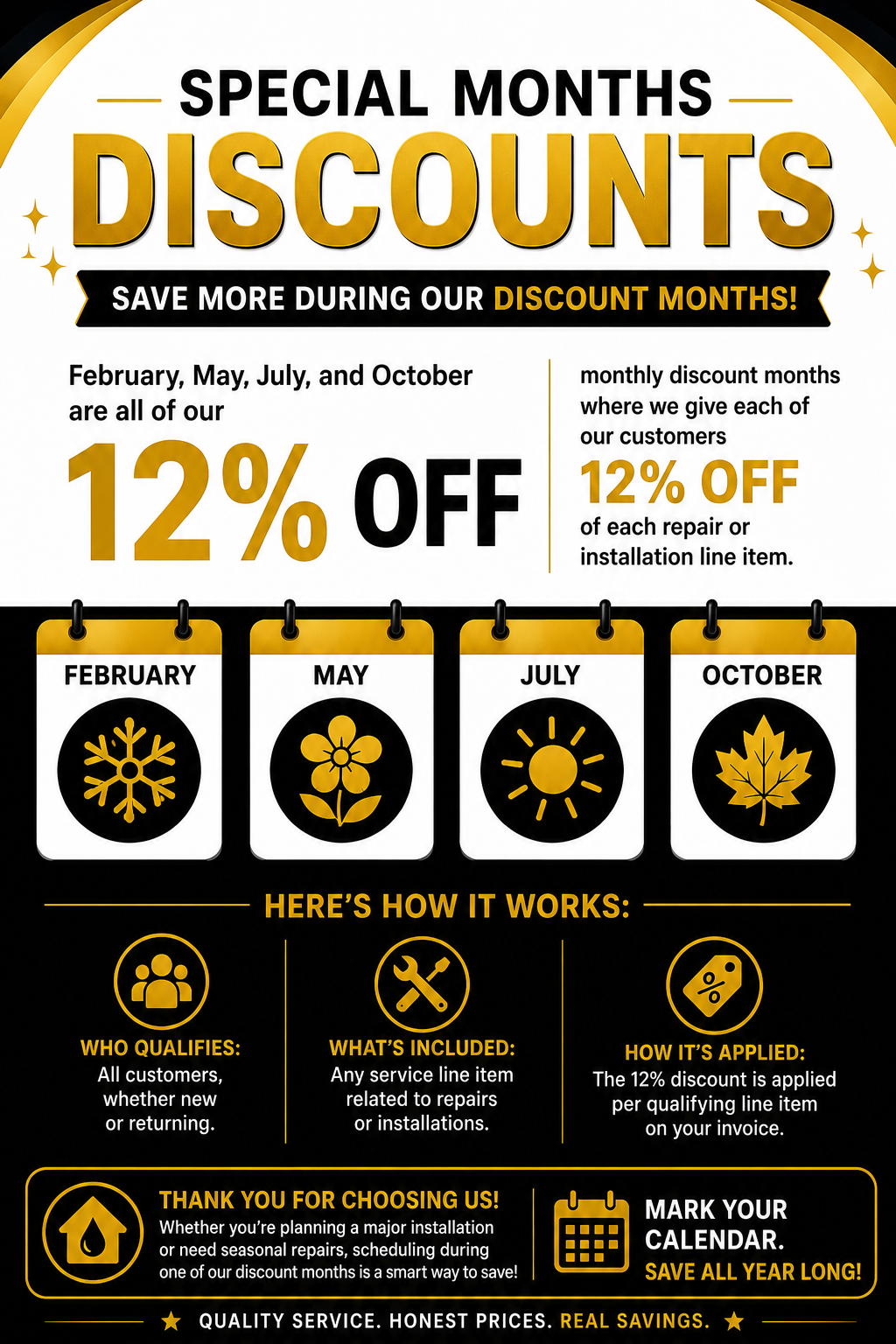 12% Off · 4 Months a Year